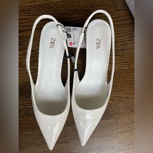 NEW ZARA kitten heels, white, 1.6 inch heels, never worn
